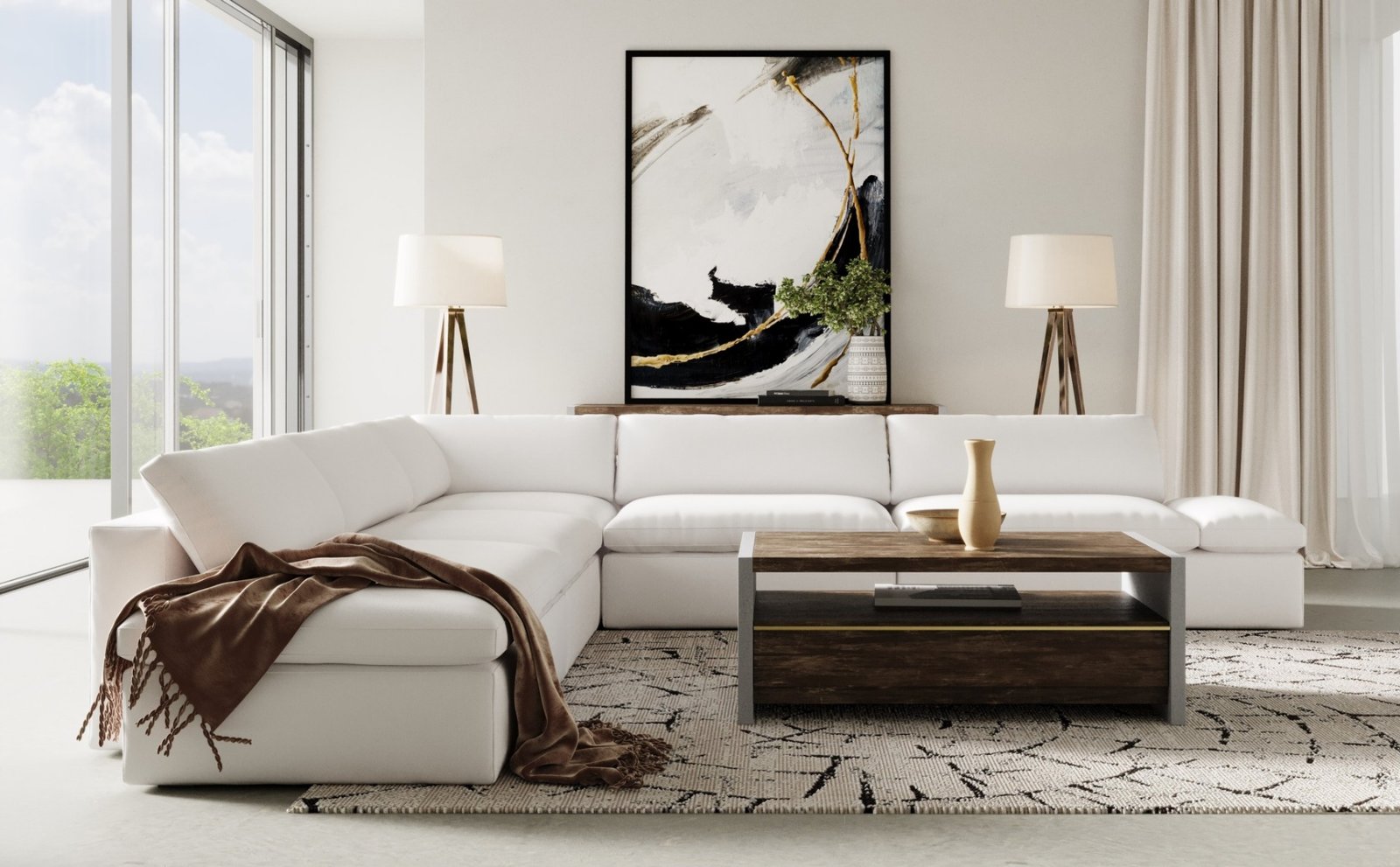 Divani Casa Kelly - Modern White Fabric Sectional Sofa - Image 5