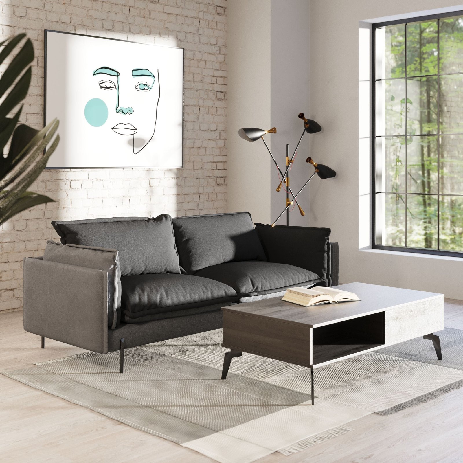 Divani Casa Mars - Modern Grey & Dark Grey Fabric Sofa - Image 5