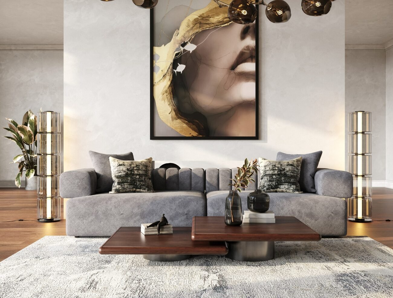 Modrest Valley - Modern Walnut + Titanium Coffee Table Set