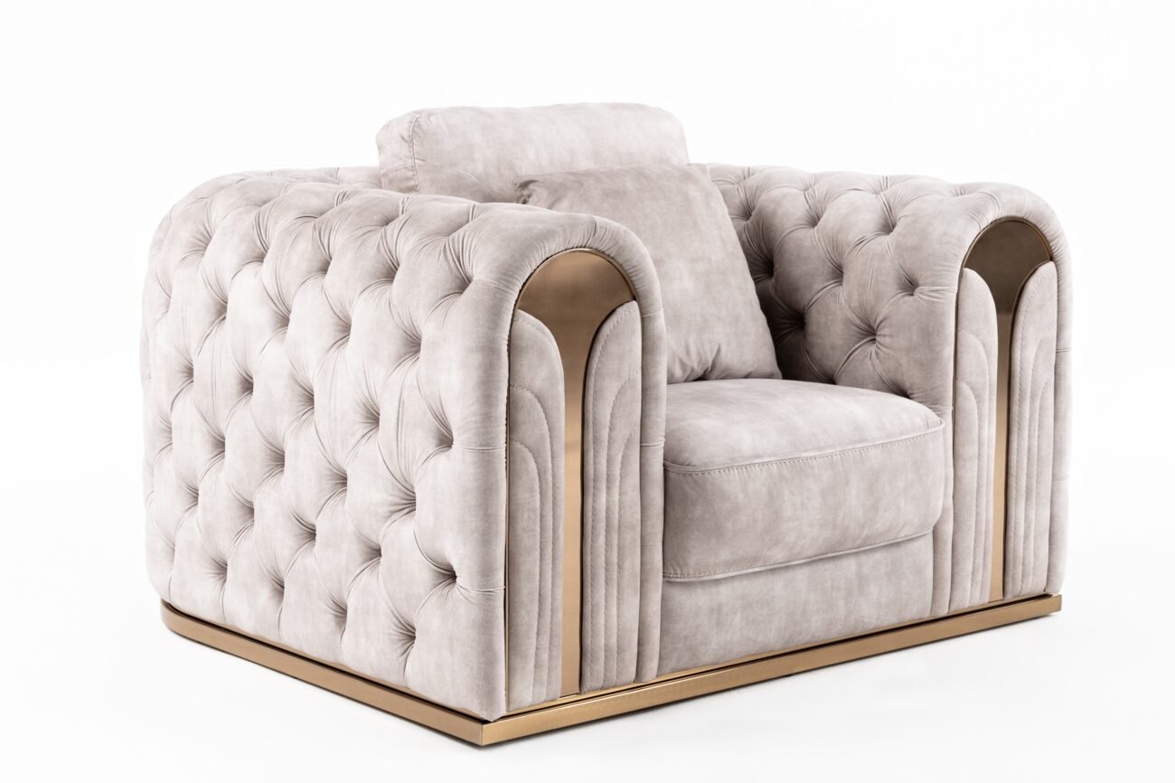 Divani Casa Dosie - Transitional Beige Velvet Chair - Image 2
