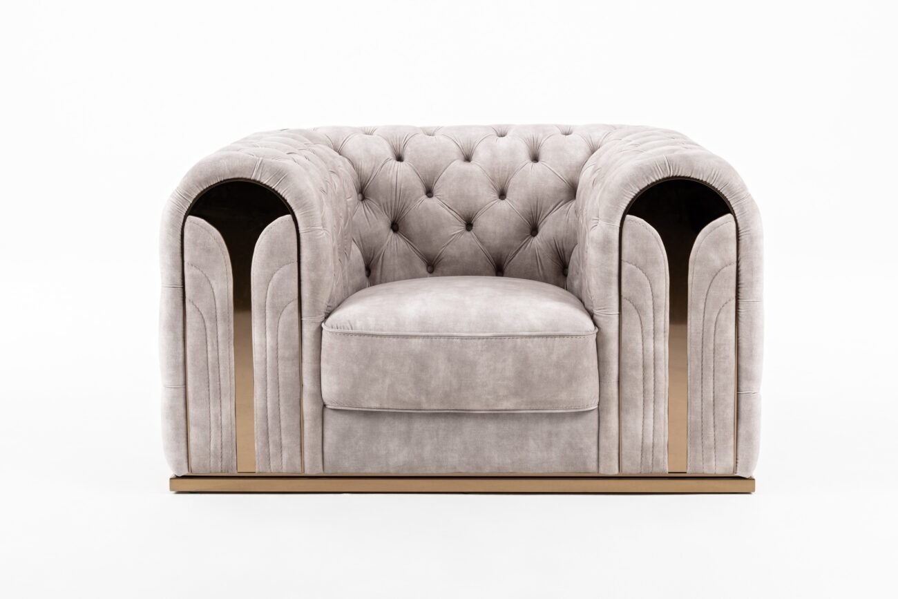 Divani Casa Dosie - Transitional Beige Velvet Chair