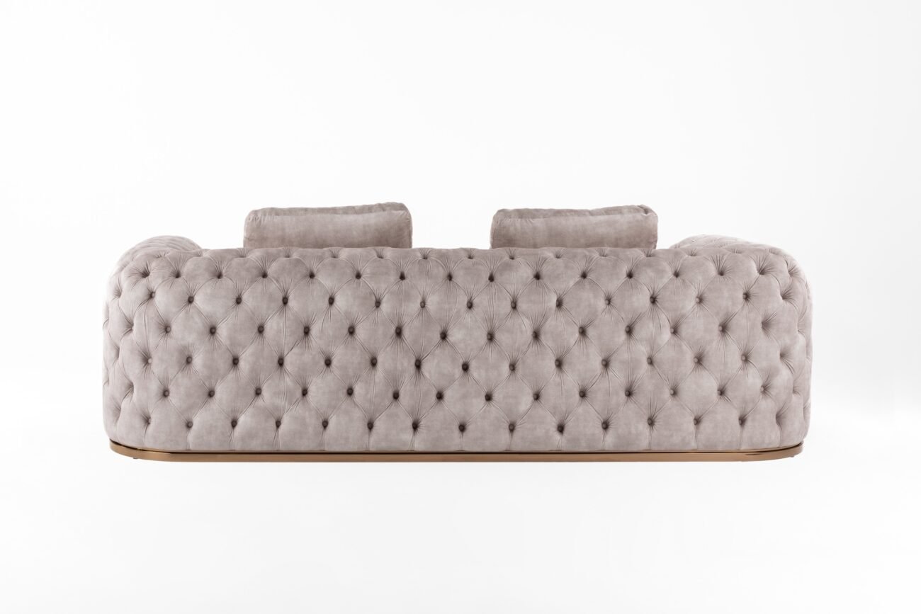 Divani Casa Dosie - Transitional Beige Velvet Sofa - Image 4