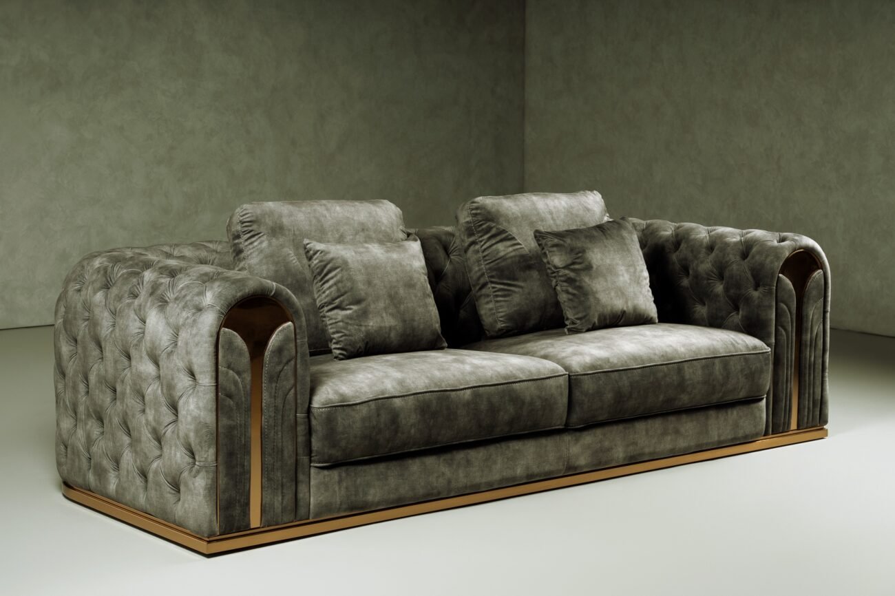 Divani Casa Dosie - Transitional Grey Velvet Sofa - Image 5
