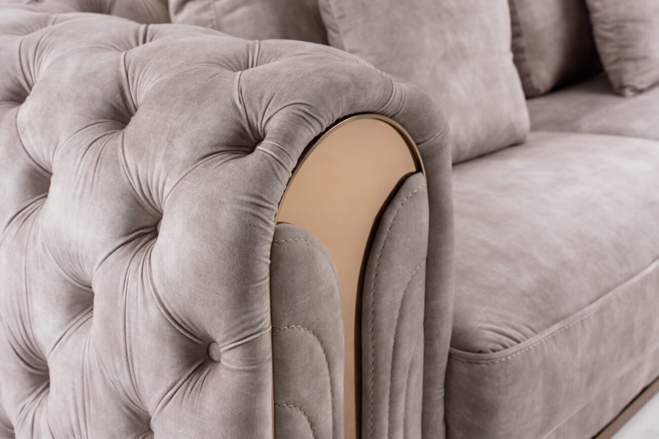 Divani Casa Dosie - Transitional Beige Velvet Sofa - Image 5
