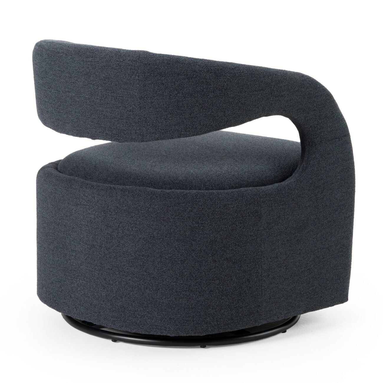 Modrest Dowsett - Modern Charcoal Fabric Swivel Accent Chair - Image 3