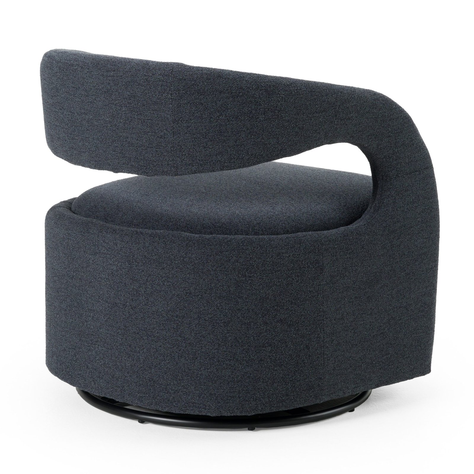 Modrest Dowsett - Modern Charcoal Fabric Swivel Accent Chair - Image 3