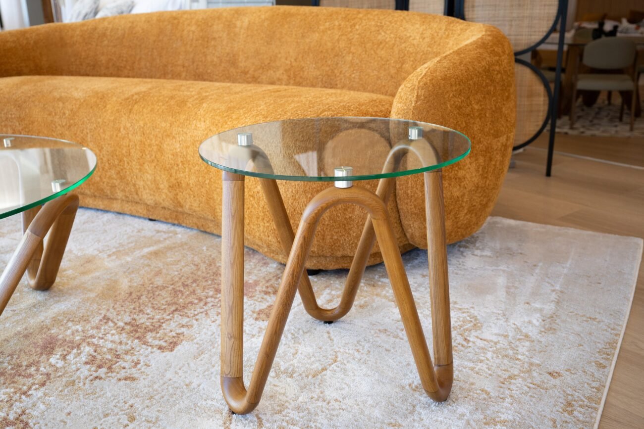 Modrest Lassen - Modern Glass & Walnut End Table - Image 5
