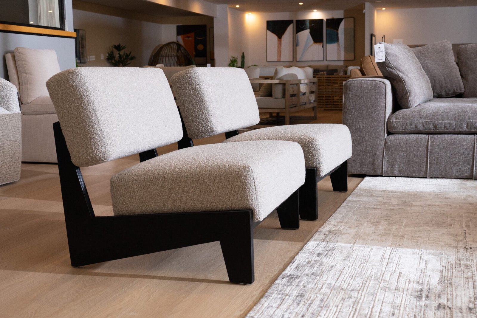 Modrest Tucker - Mid-Century Modern Light Grey Fabric + Black Walnut Accent Chair - Image 4