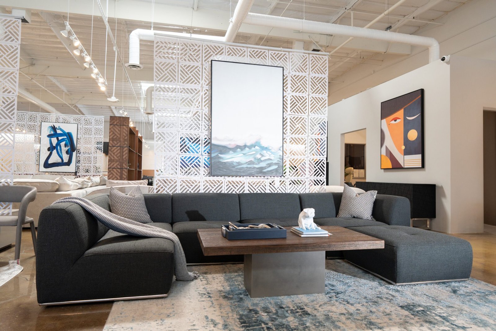 Divani Casa Hawthorn - Modern Grey Fabric Modular Left Facing Chaise Sectional Sofa + Ottoman - Image 4