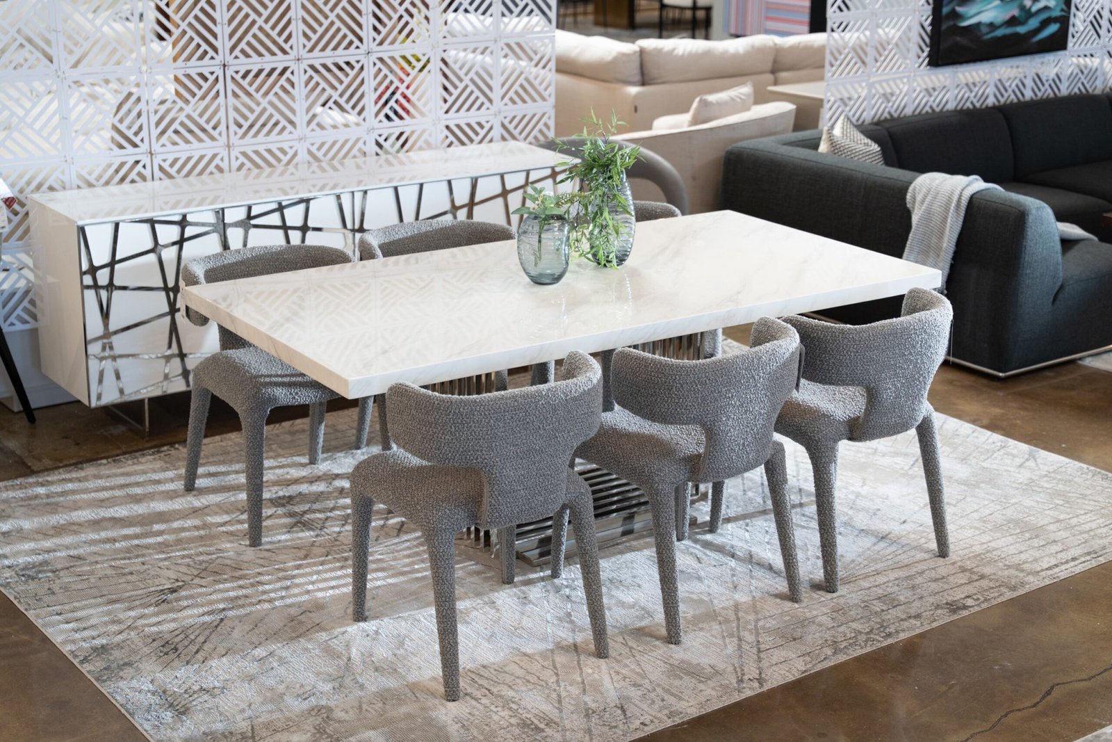 Modrest Kingsley Modern Marble & Stainless Steel Dining Table - Image 3