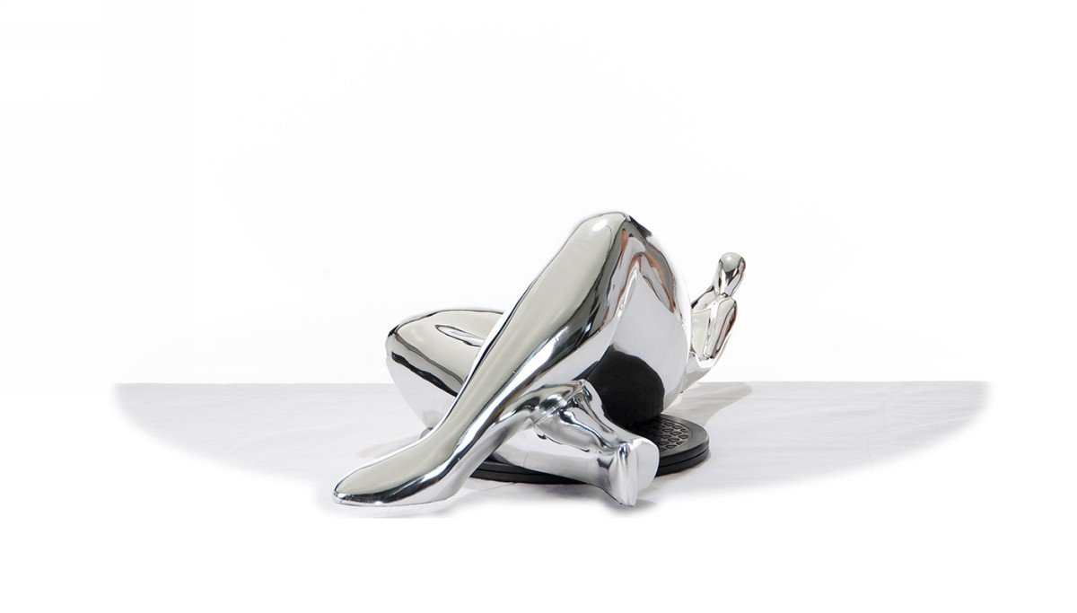 SZ0228 Modern Silver Napping Lady Sculpture - Image 4