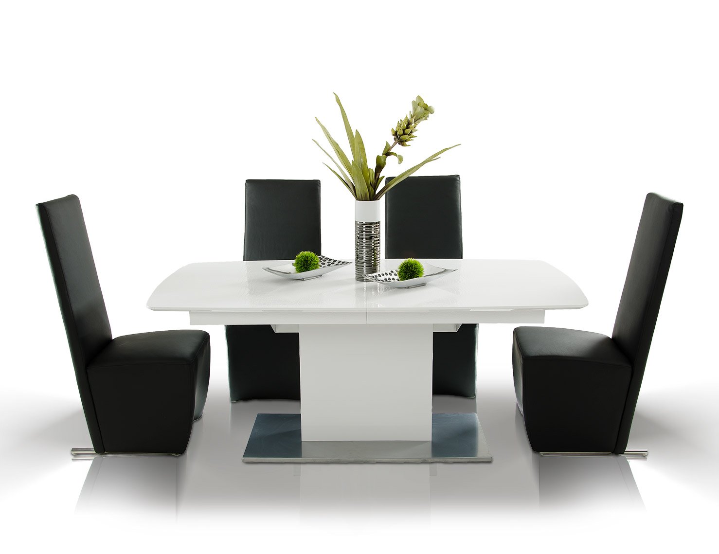 A&X Centro Modern White Crocodile Dining Table - Image 4