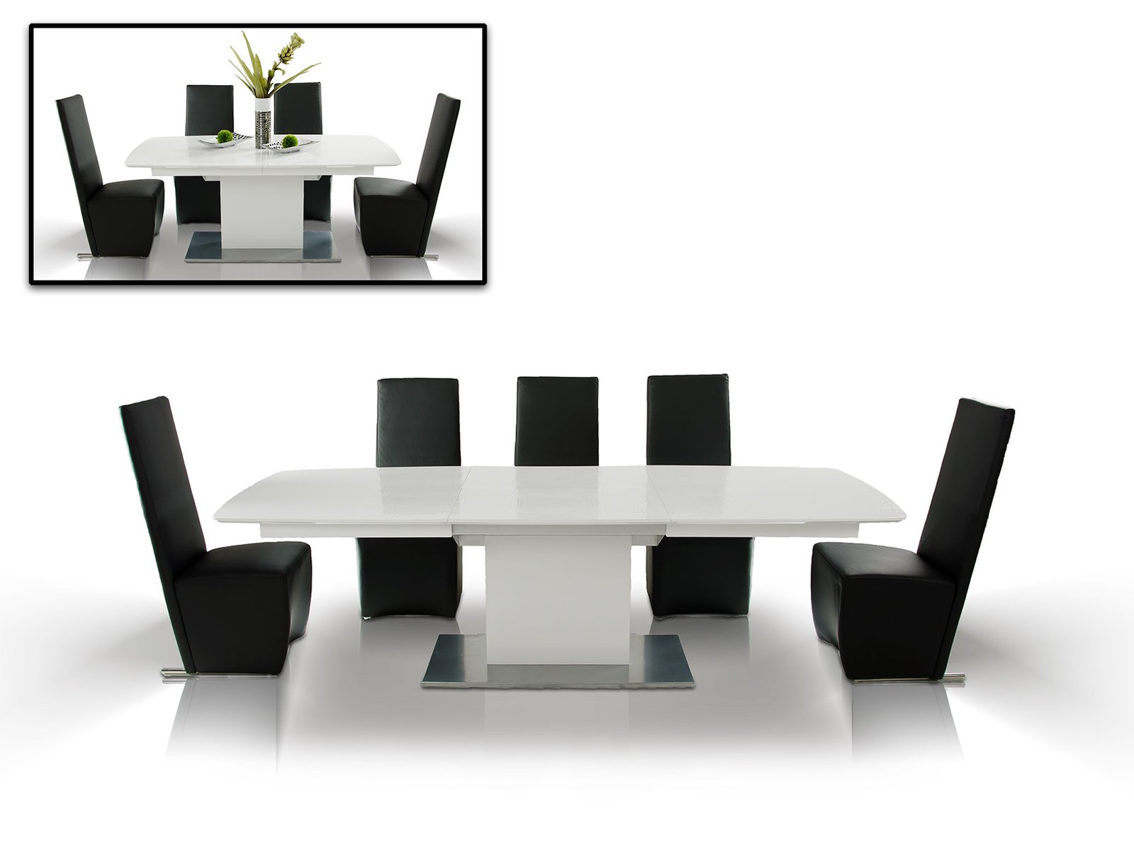 A&X Centro Modern White Crocodile Dining Table - Image 2