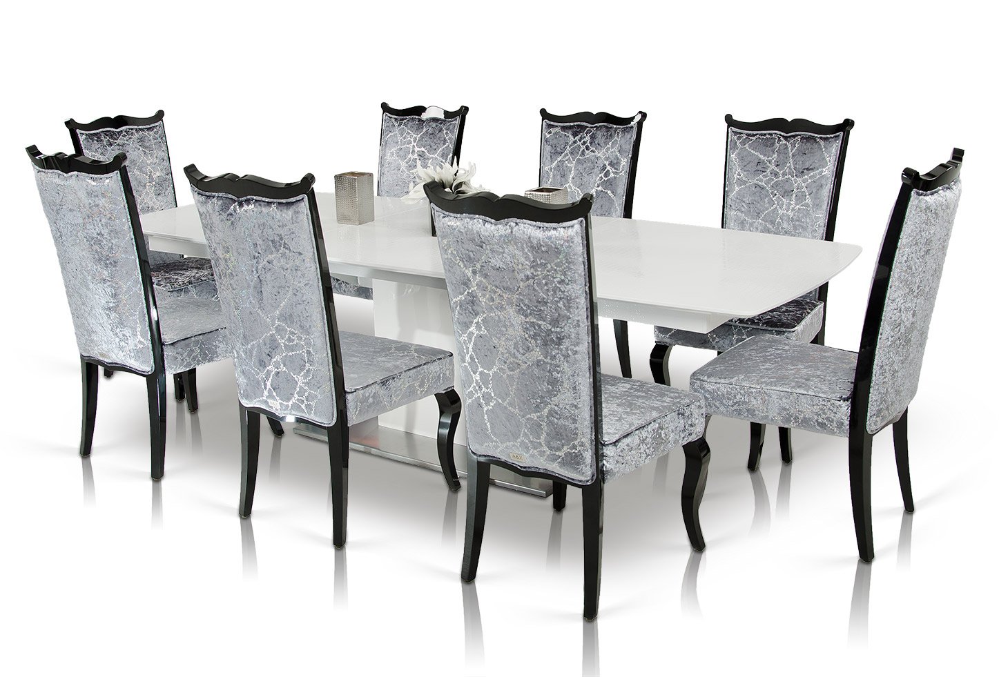 A&X Centro Modern White Crocodile Dining Table - Image 3