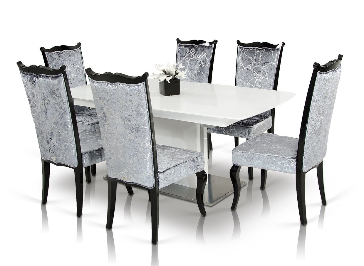A&X Centro Modern White Crocodile Dining Table - Image 5