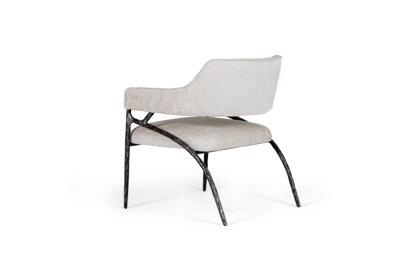 Modrest Ector - Modern Off-White Fabric + Forged Metal Accent Chair - Image 2