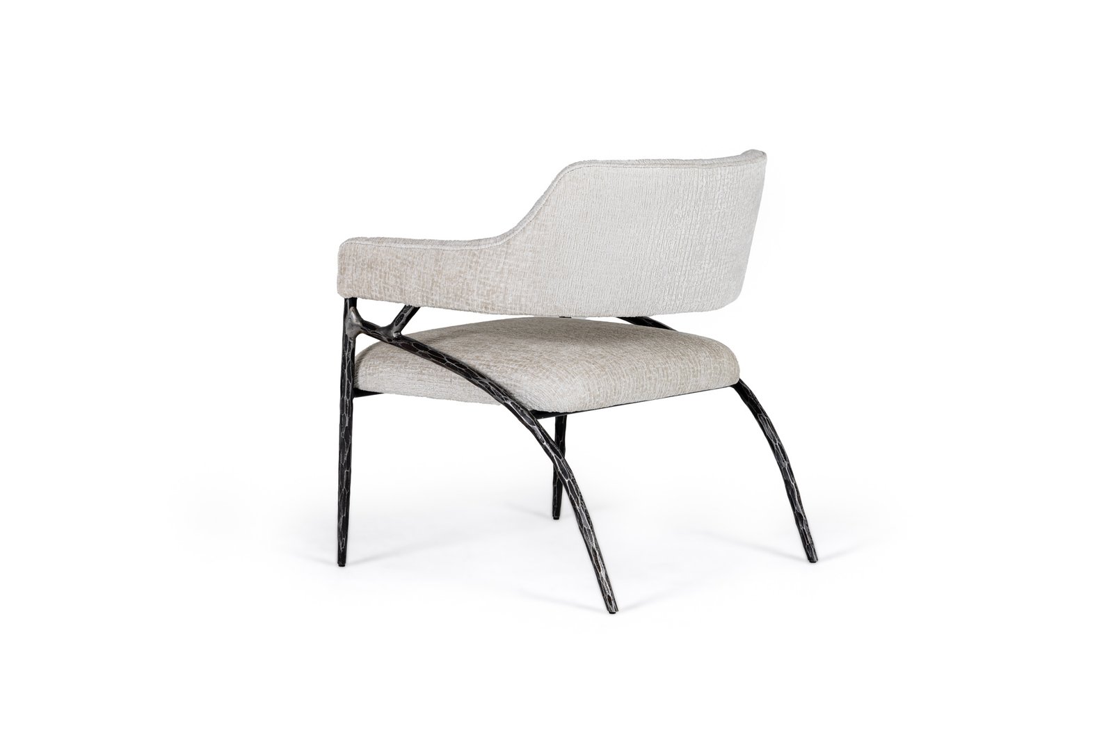 Modrest Ector - Modern Off-White Fabric + Forged Metal Accent Chair - Image 2