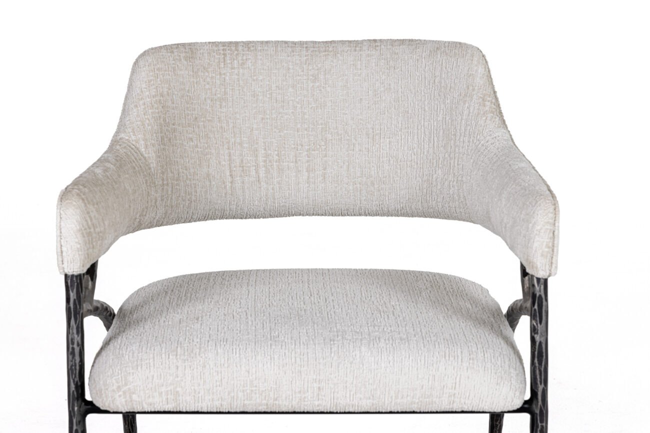 Modrest Ector - Modern Off-White Fabric + Forged Metal Accent Chair - Image 3