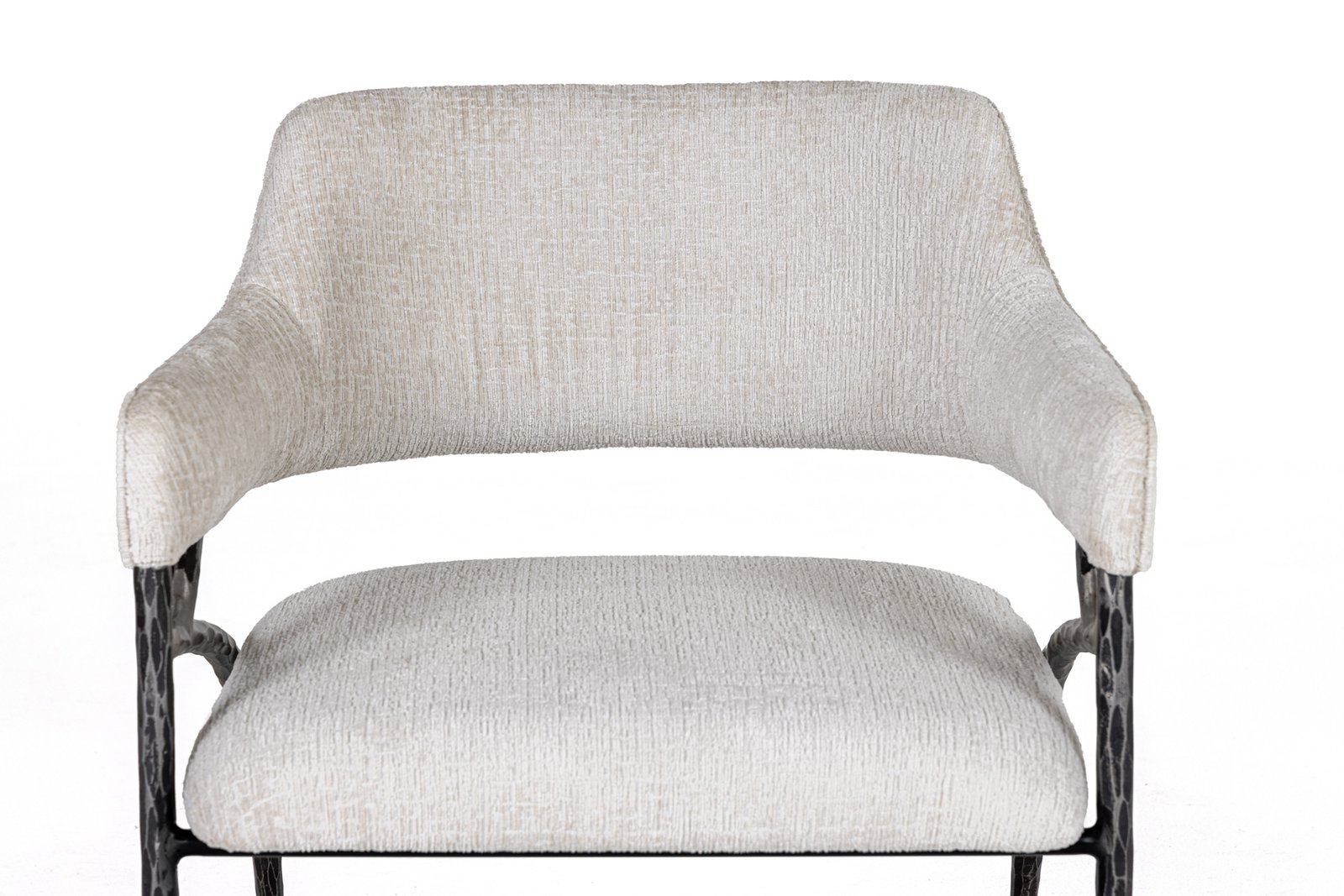 Modrest Ector - Modern Off-White Fabric + Forged Metal Accent Chair - Image 3