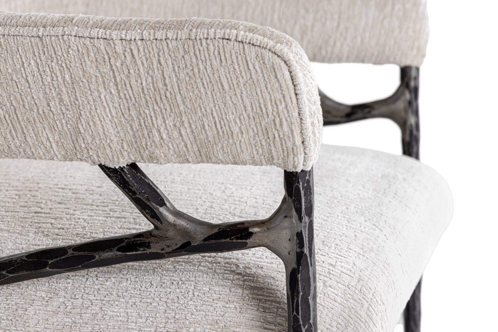 Modrest Ector - Modern Off-White Fabric + Forged Metal Accent Chair - Image 4