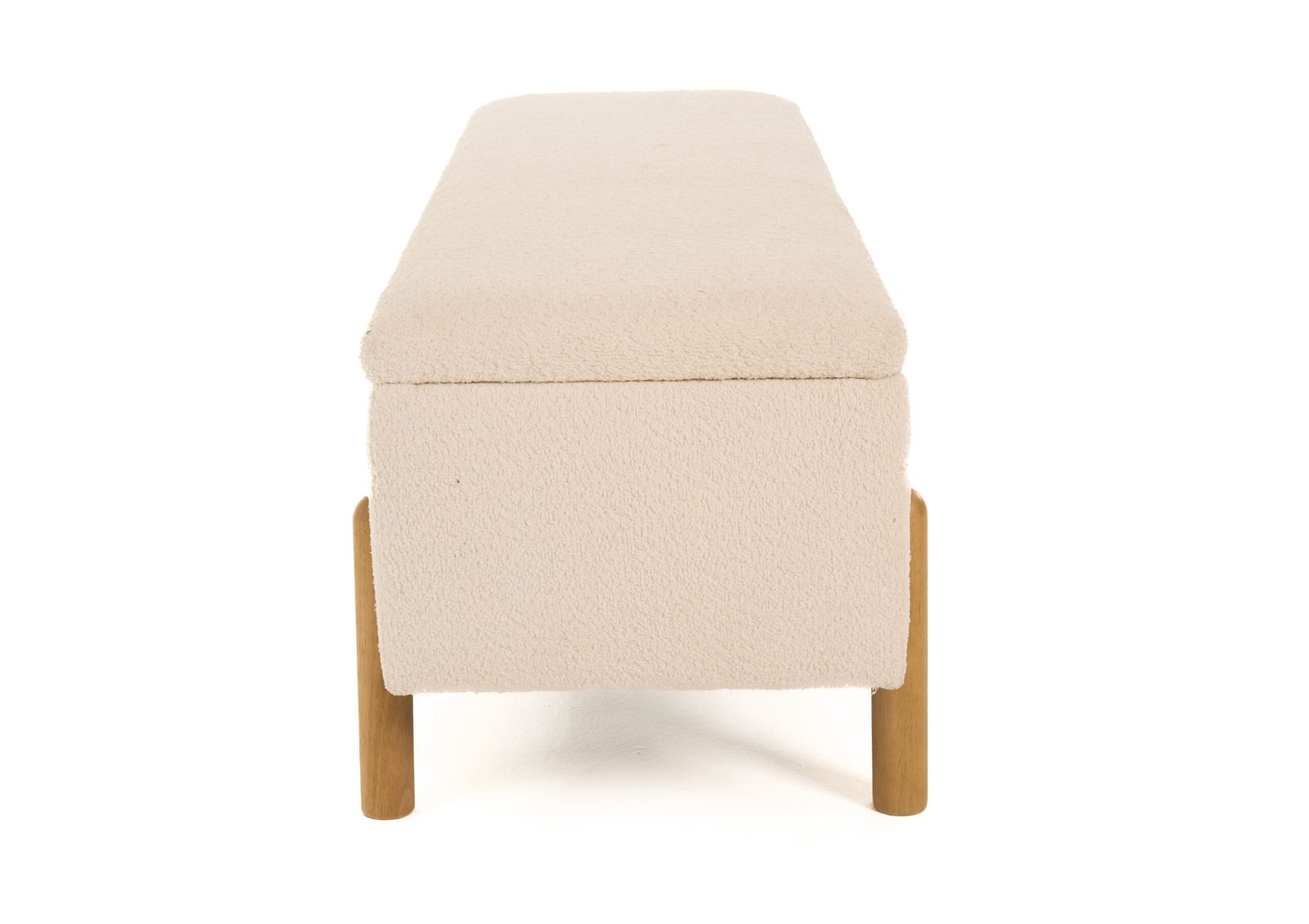 Modrest Electra - Modern Ivory Fabric + Rubberwood Bench With Storage - Image 2