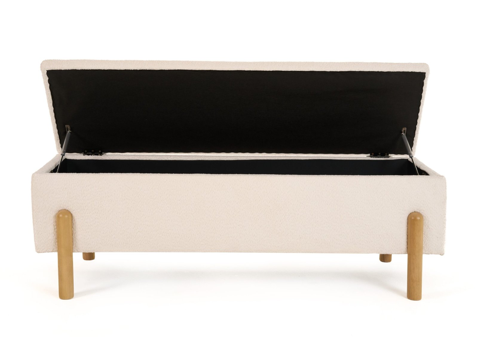 Modrest Electra - Modern Ivory Fabric + Rubberwood Bench With Storage - Image 3