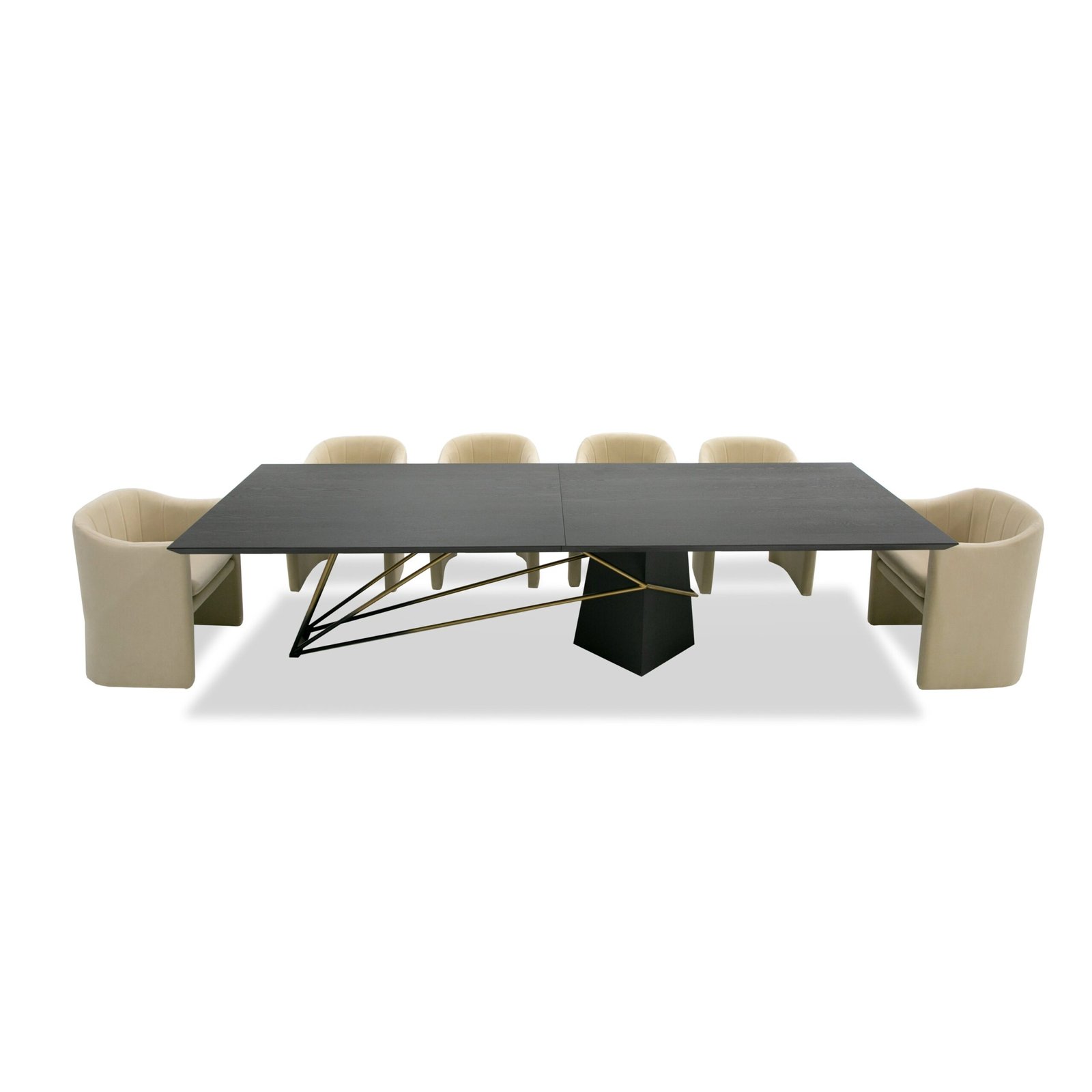 Modrest Elkhorn - Glam Black Ash + Stainless Steel 126" Dining Table - Image 2