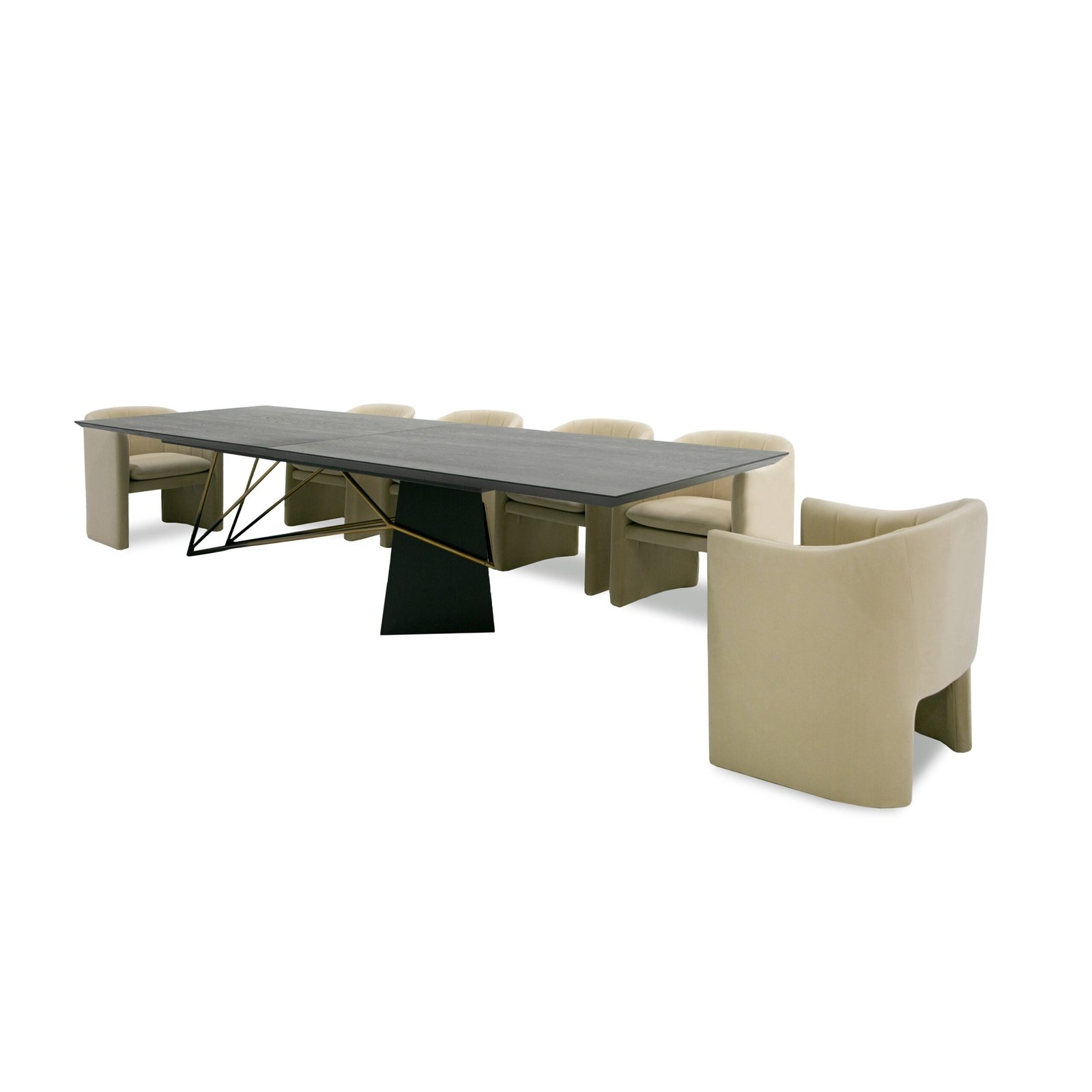 Modrest Elkhorn - Glam Black Ash + Stainless Steel 126" Dining Table - Image 3