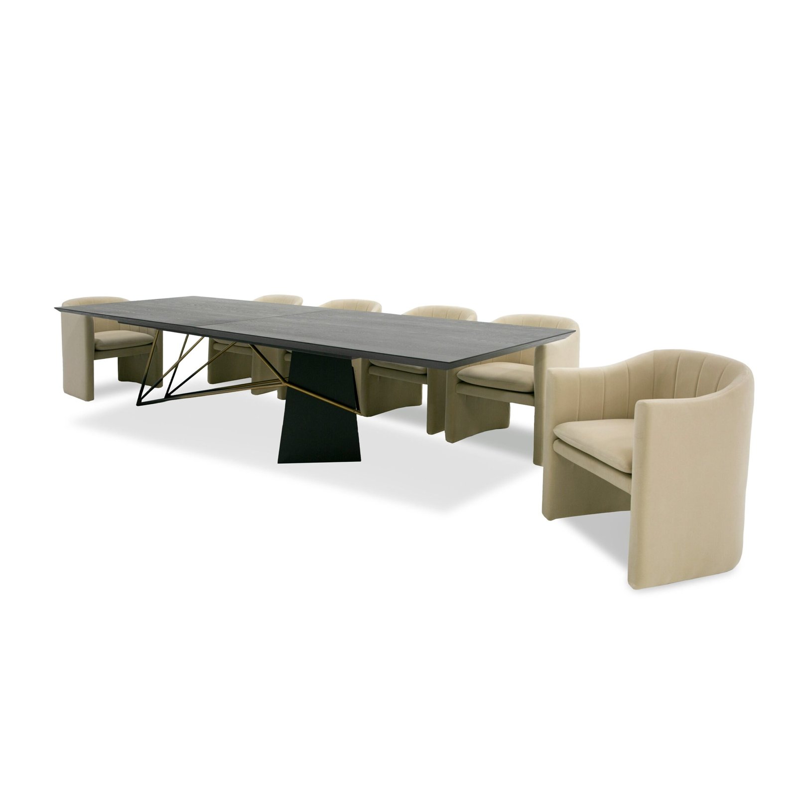 Modrest Elkhorn - Glam Black Ash + Stainless Steel 126" Dining Table - Image 4