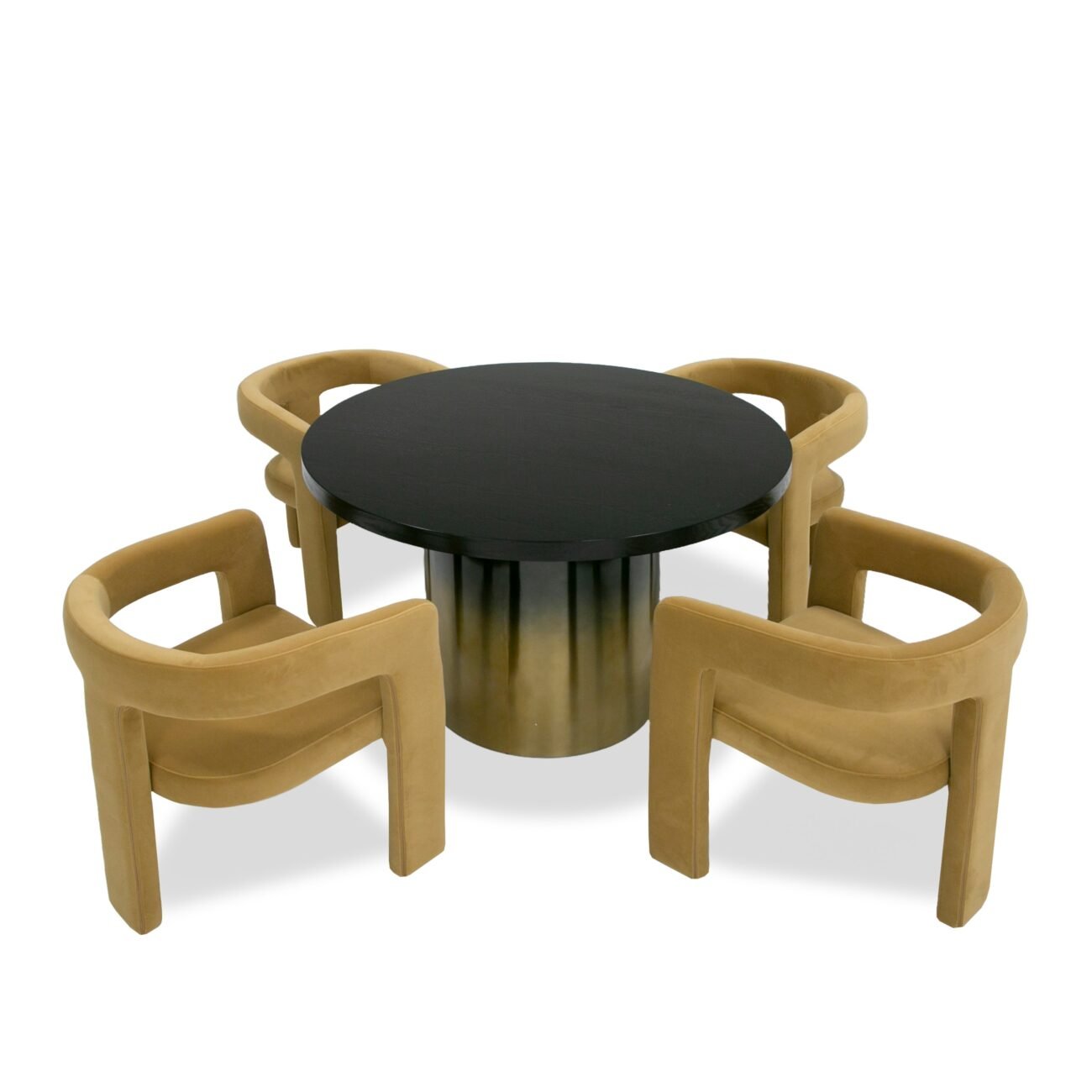 Modrest Elmira - Glam Black Ash + Gradient Stainless Steel Round Dining Table - Image 2