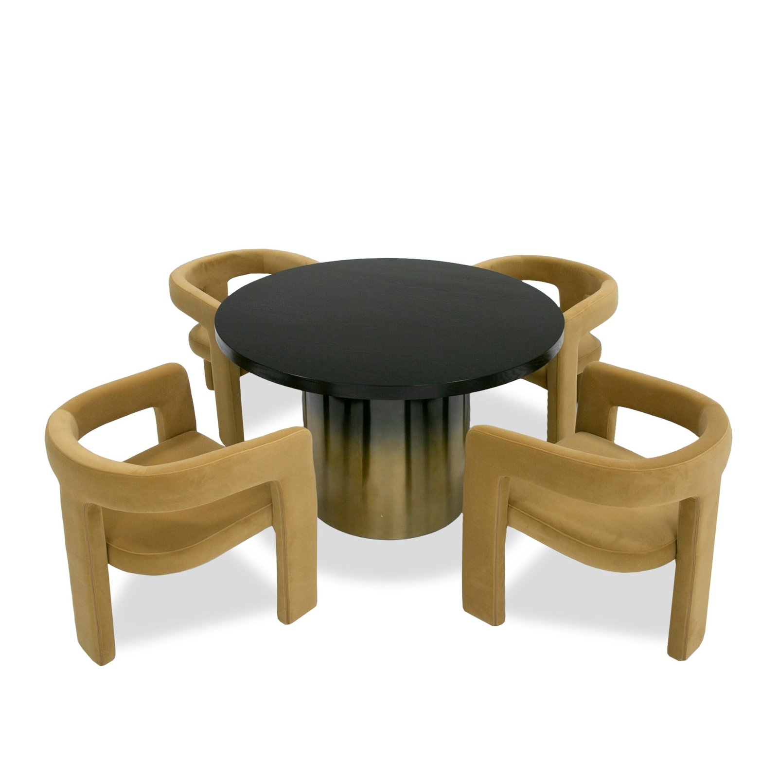 Modrest Elmira - Glam Black Ash + Gradient Stainless Steel Round Dining Table - Image 2