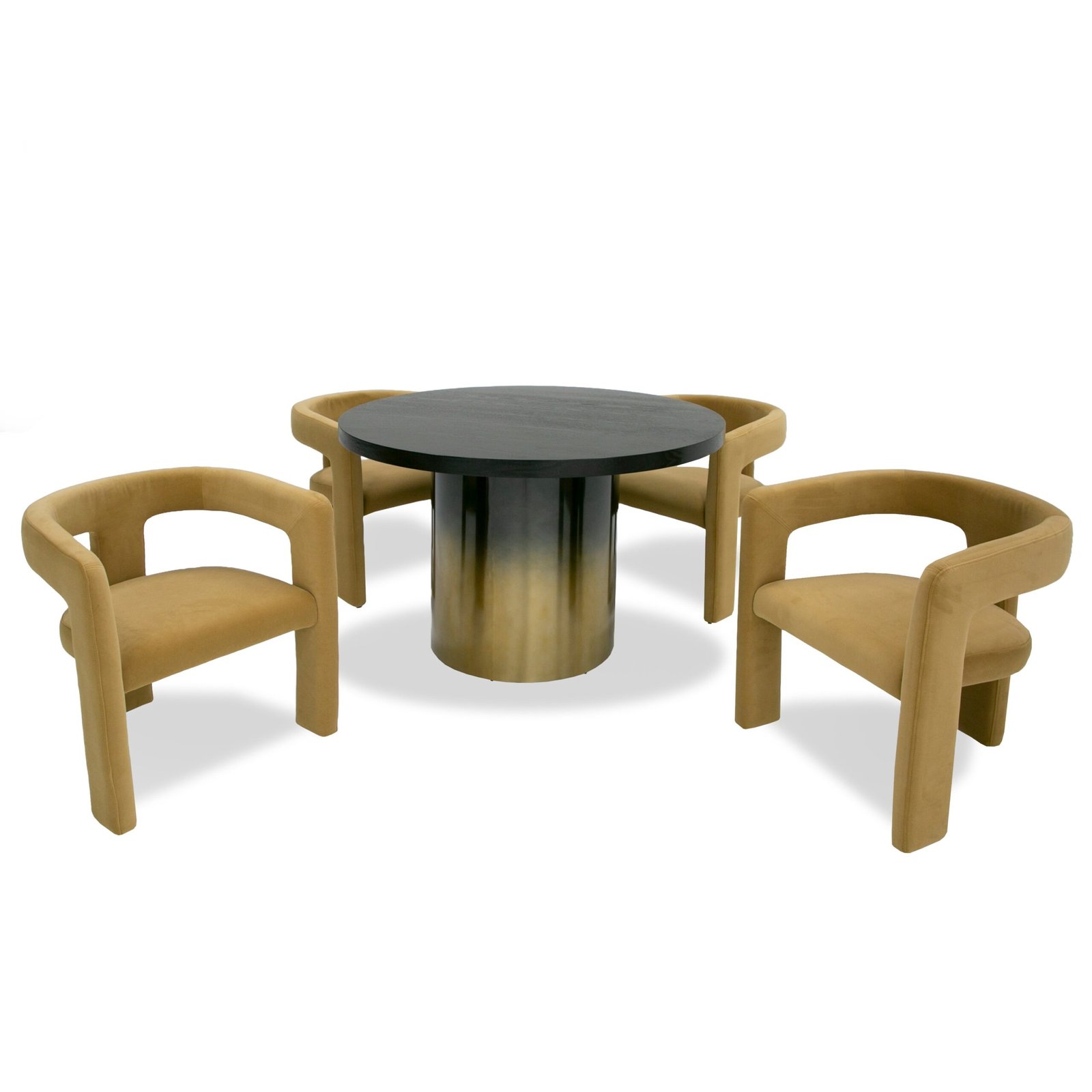 Modrest Elmira - Glam Black Ash + Gradient Stainless Steel Round Dining Table - Image 3