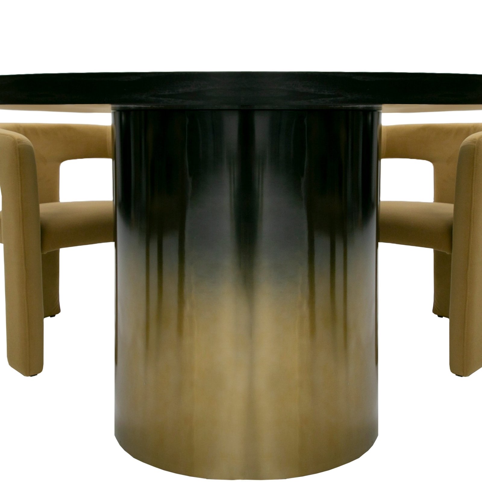 Modrest Elmira - Glam Black Ash + Gradient Stainless Steel Round Dining Table - Image 5