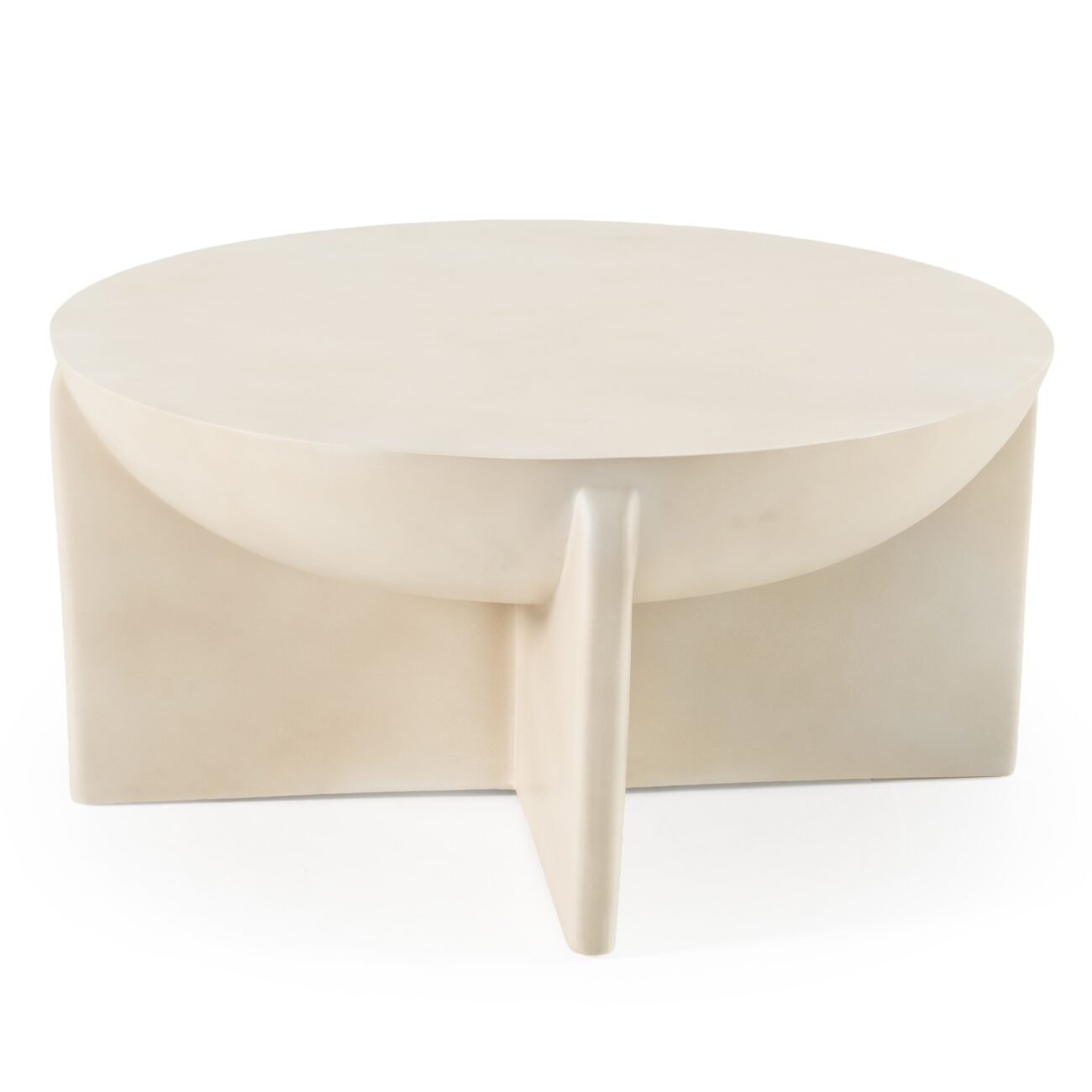 Modrest Elsa - Modern Oyster Concrete Round Coffee Table