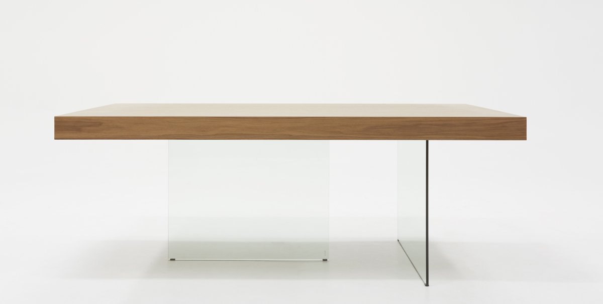 Modrest Encino Modern Walnut & Glass Dining Table - Image 2