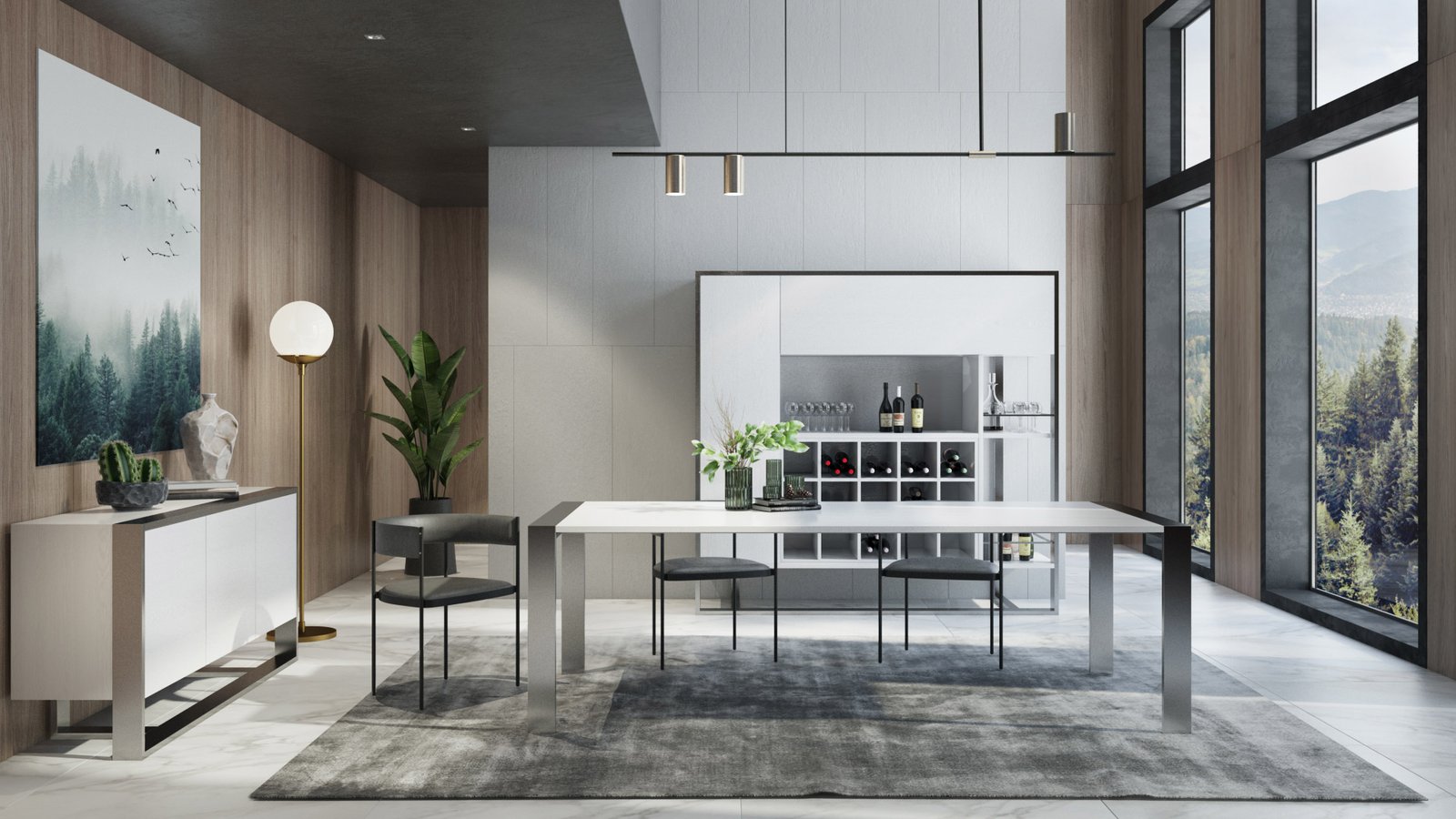 Modrest Fauna - Modern White High Gloss & Stainless Steel Chrome Dining Table - Image 4