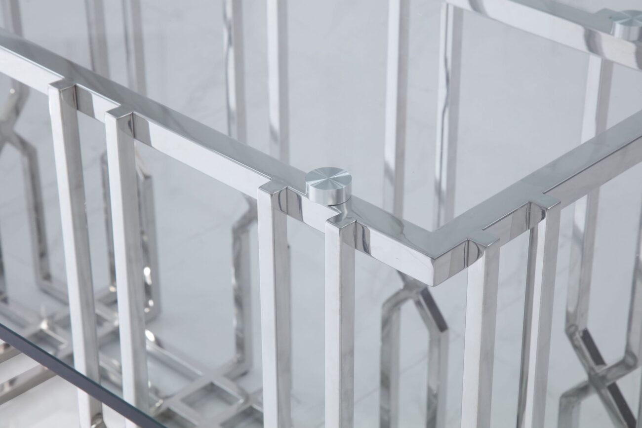 Modrest Ericson - Modern Glass & Stainless Steel Dining Table - Image 3