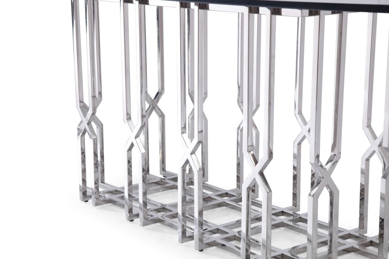 Modrest Ericson - Modern Glass & Stainless Steel Dining Table - Image 4