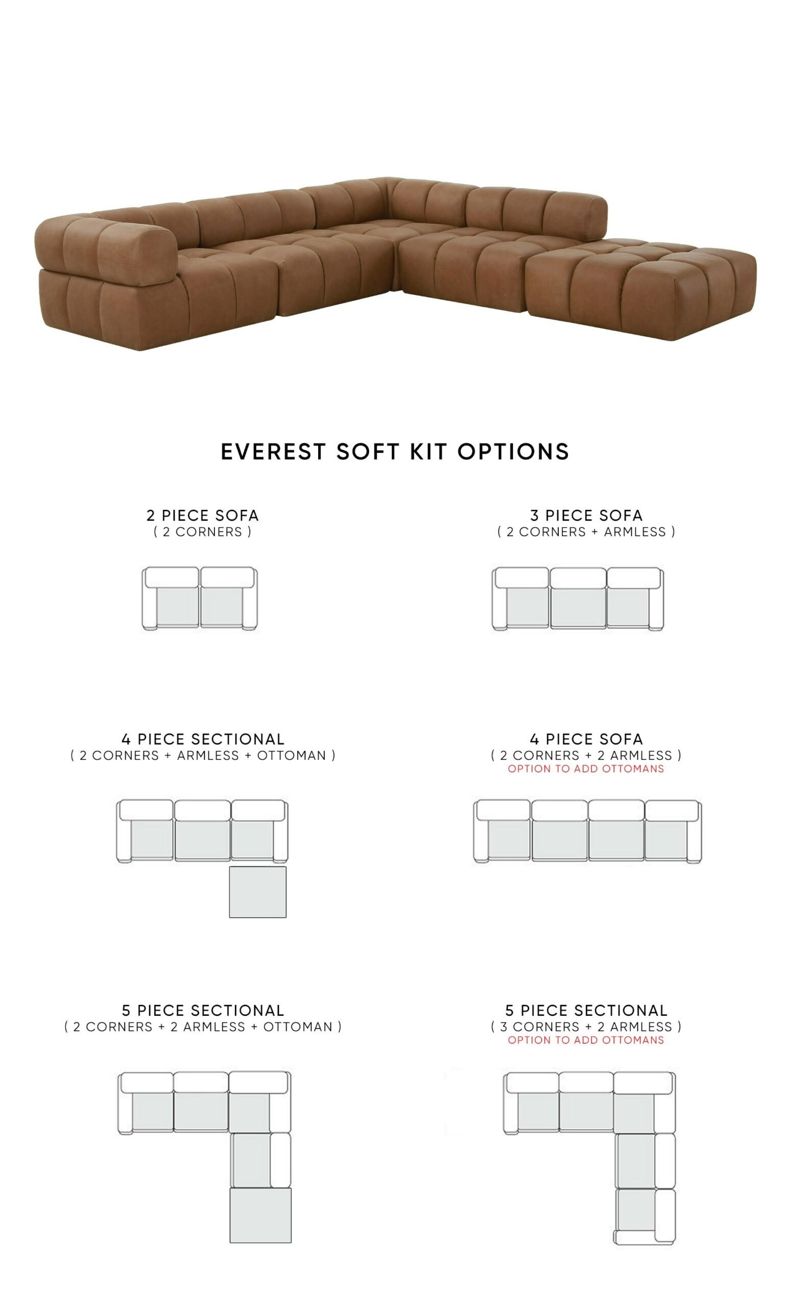 Divani Casa Everest - Modern Brown Leather Modular Sectional Sofa - Image 2
