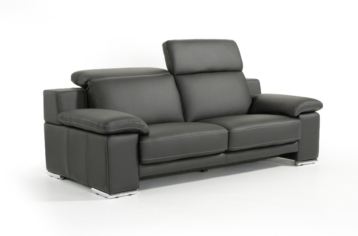 Lamod Italia Evergreen Modern Black Italian Leather Sofa Set - Image 5