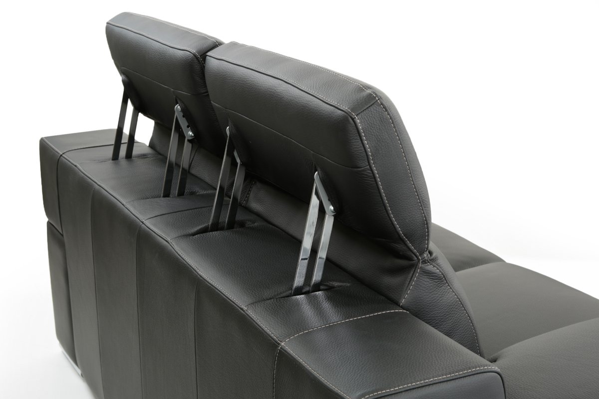 Lamod Italia Evergreen Modern Black Italian Leather Sofa Set - Image 4