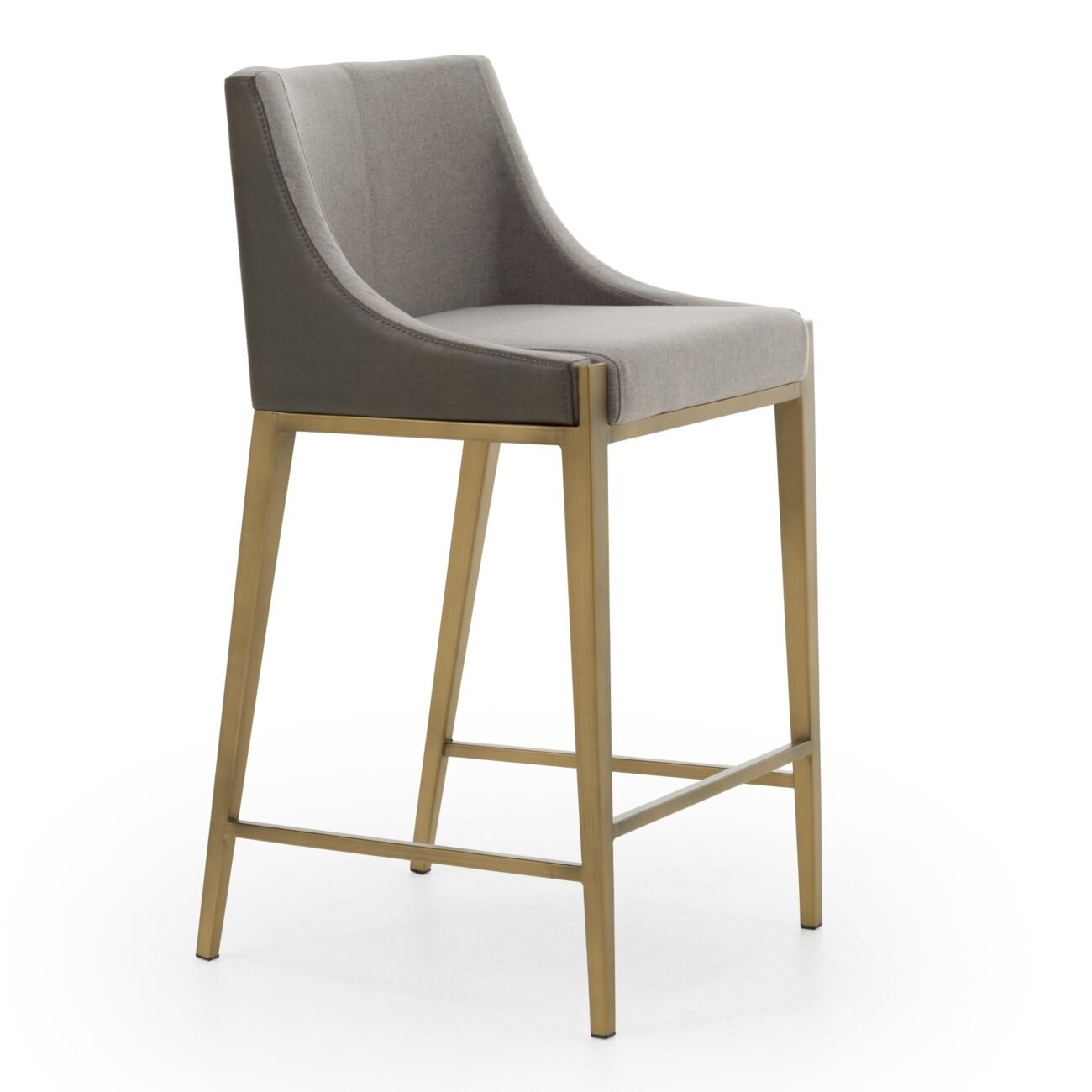 Modrest Fairview - Contemporary Grey + Brass Counter Stool - Image 2