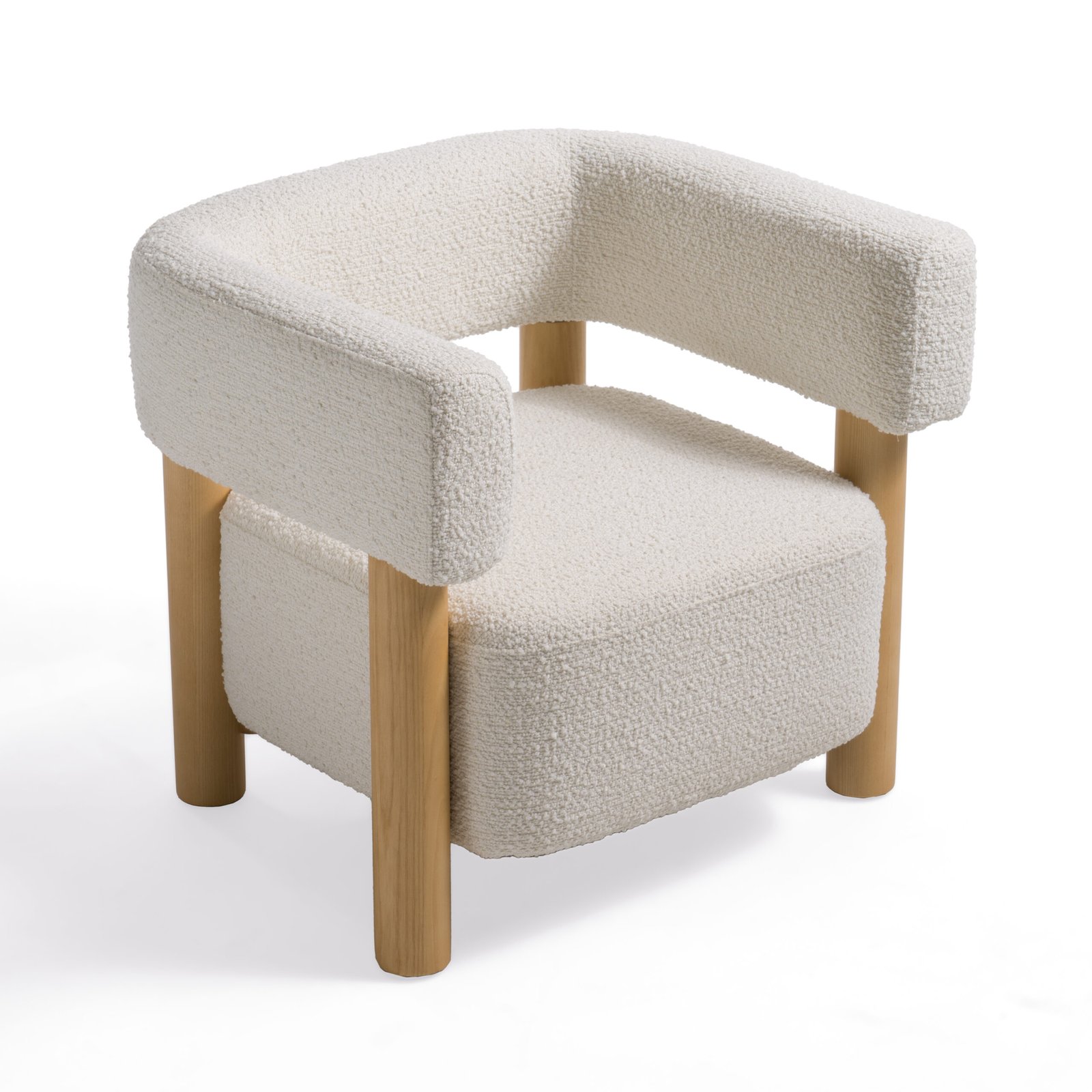 Modrest Fang - Modern White Fabric & Wood Accent Chair - Image 2
