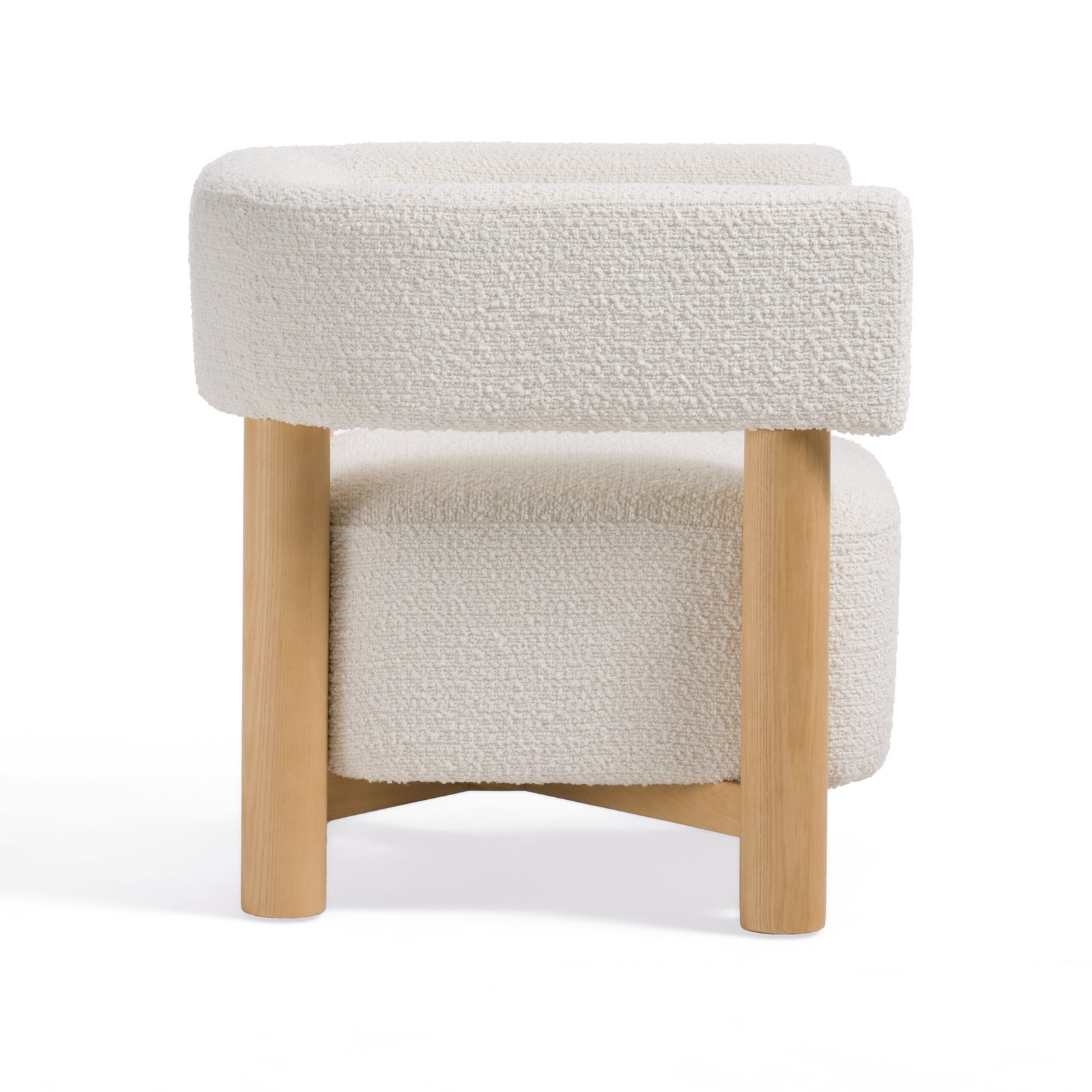 Modrest Fang - Modern White Fabric & Wood Accent Chair - Image 3