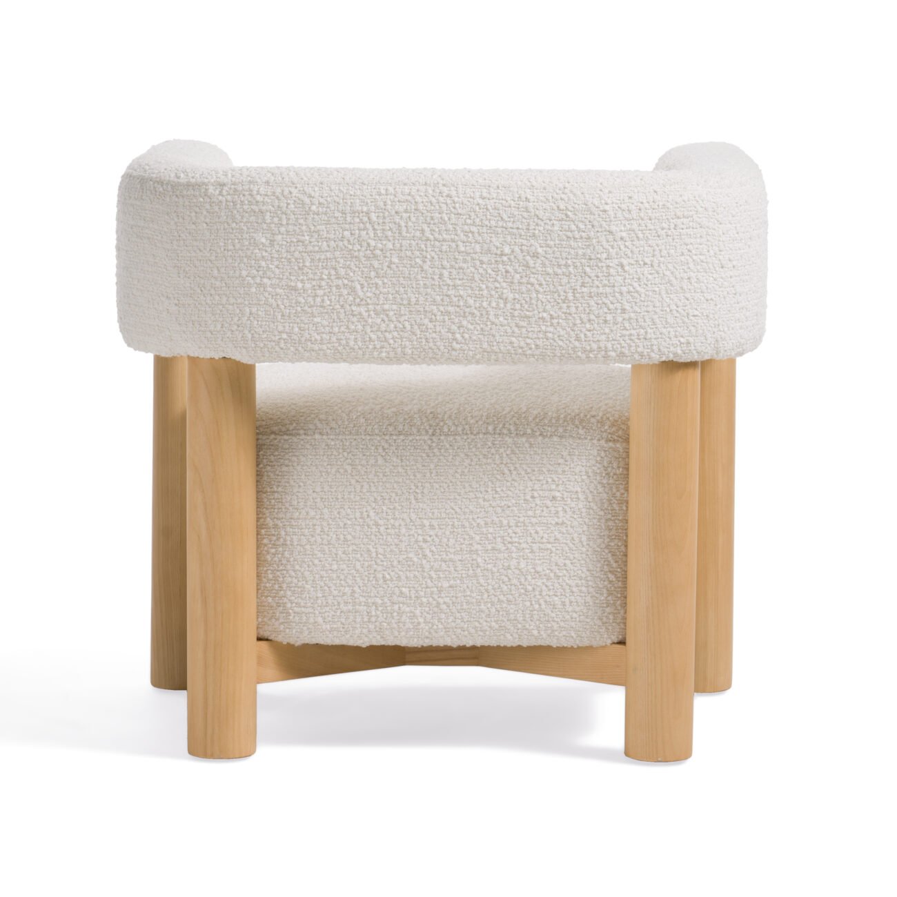 Modrest Fang - Modern White Fabric & Wood Accent Chair - Image 4