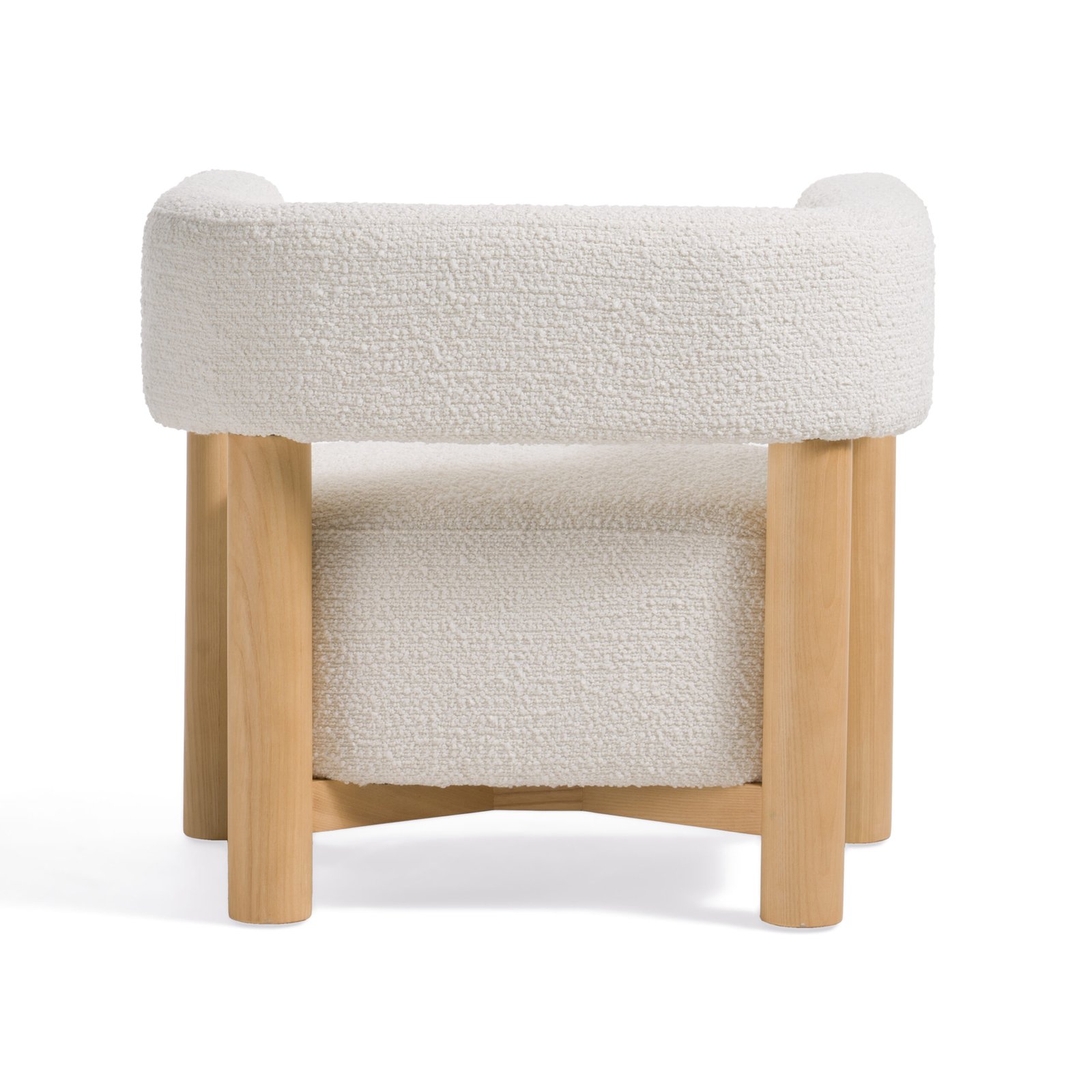 Modrest Fang - Modern White Fabric & Wood Accent Chair - Image 4