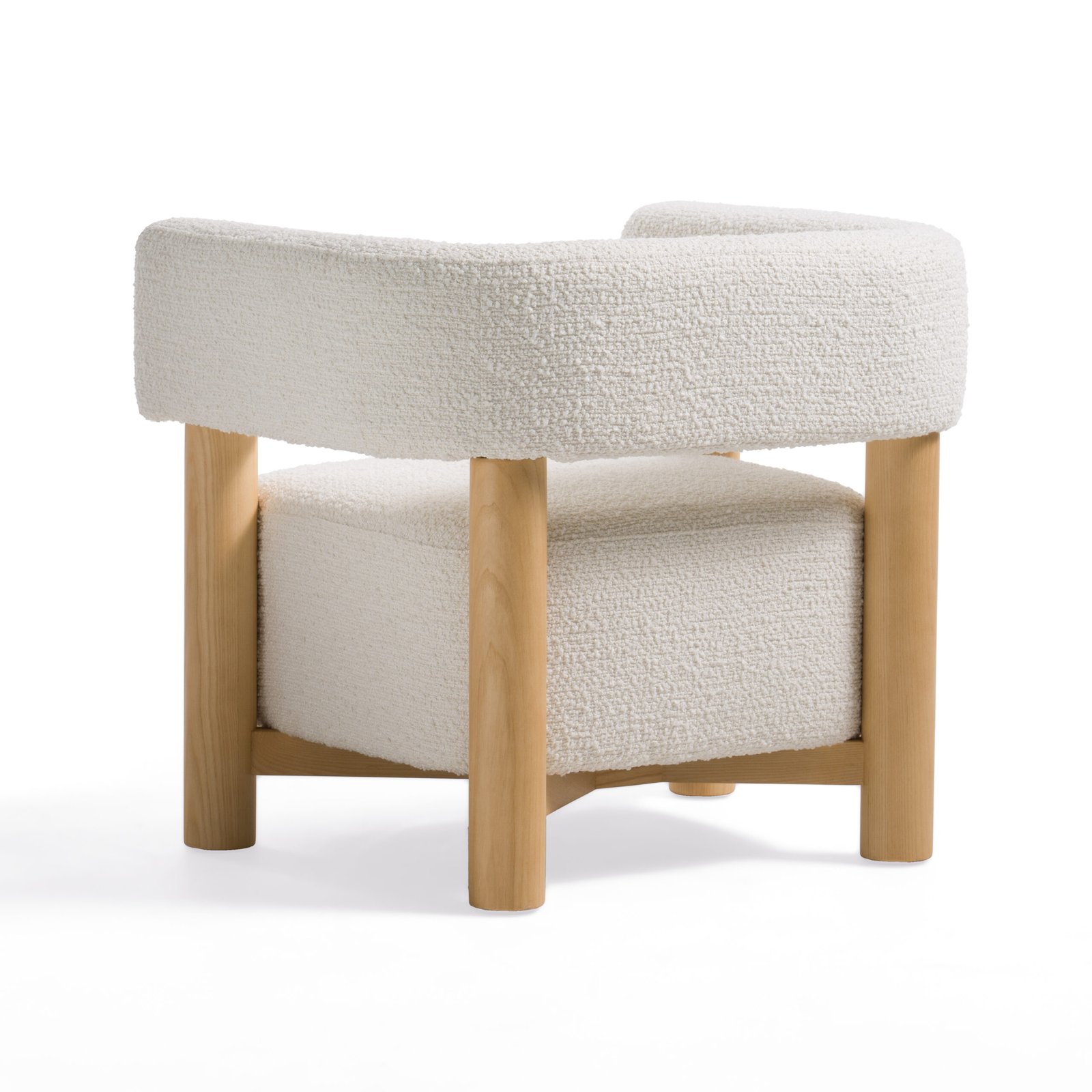 Modrest Fang - Modern White Fabric & Wood Accent Chair - Image 5