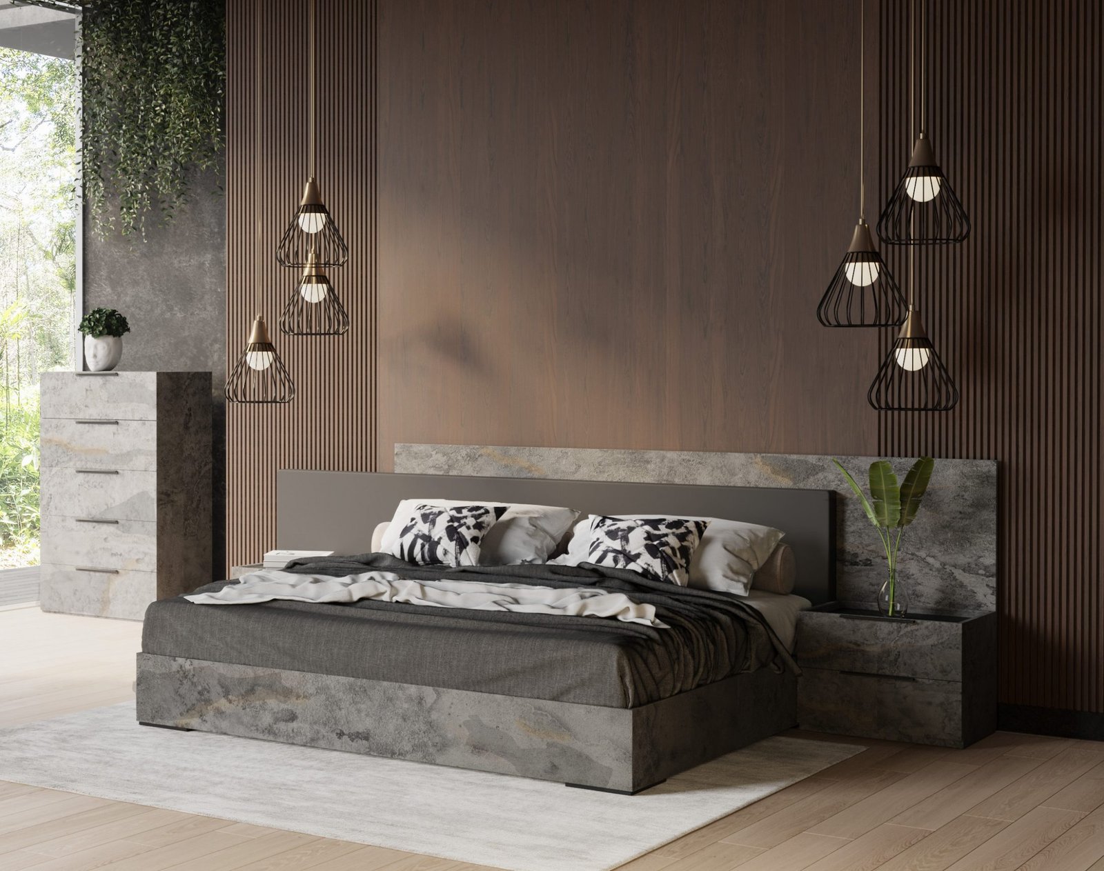 Nova Domus Ferrara - Modern Volcano Oxide Grey 4-Piece Bedroom Set