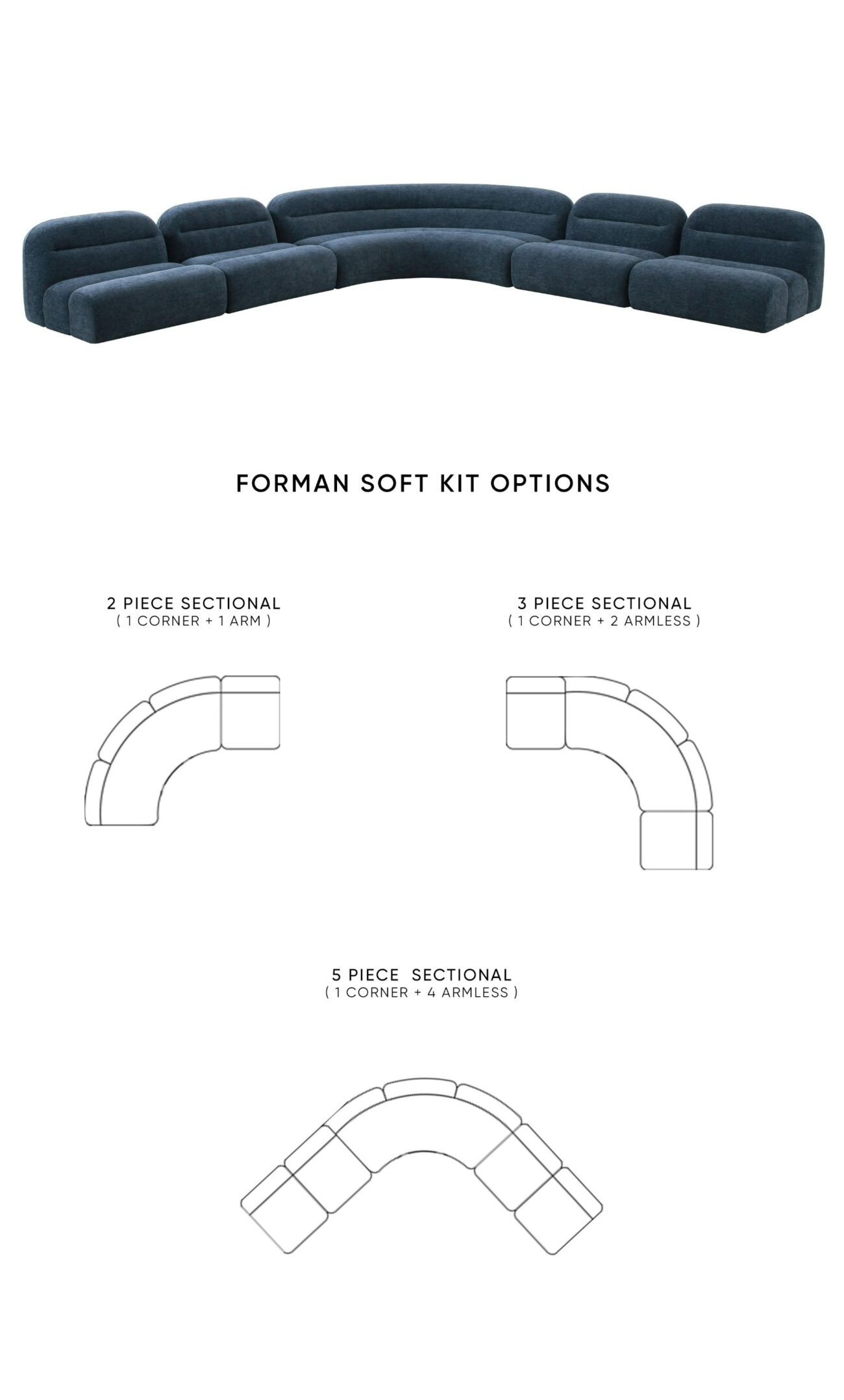 Divani Casa Forman - Modern Blue Fabric Modular Sectional Sofa