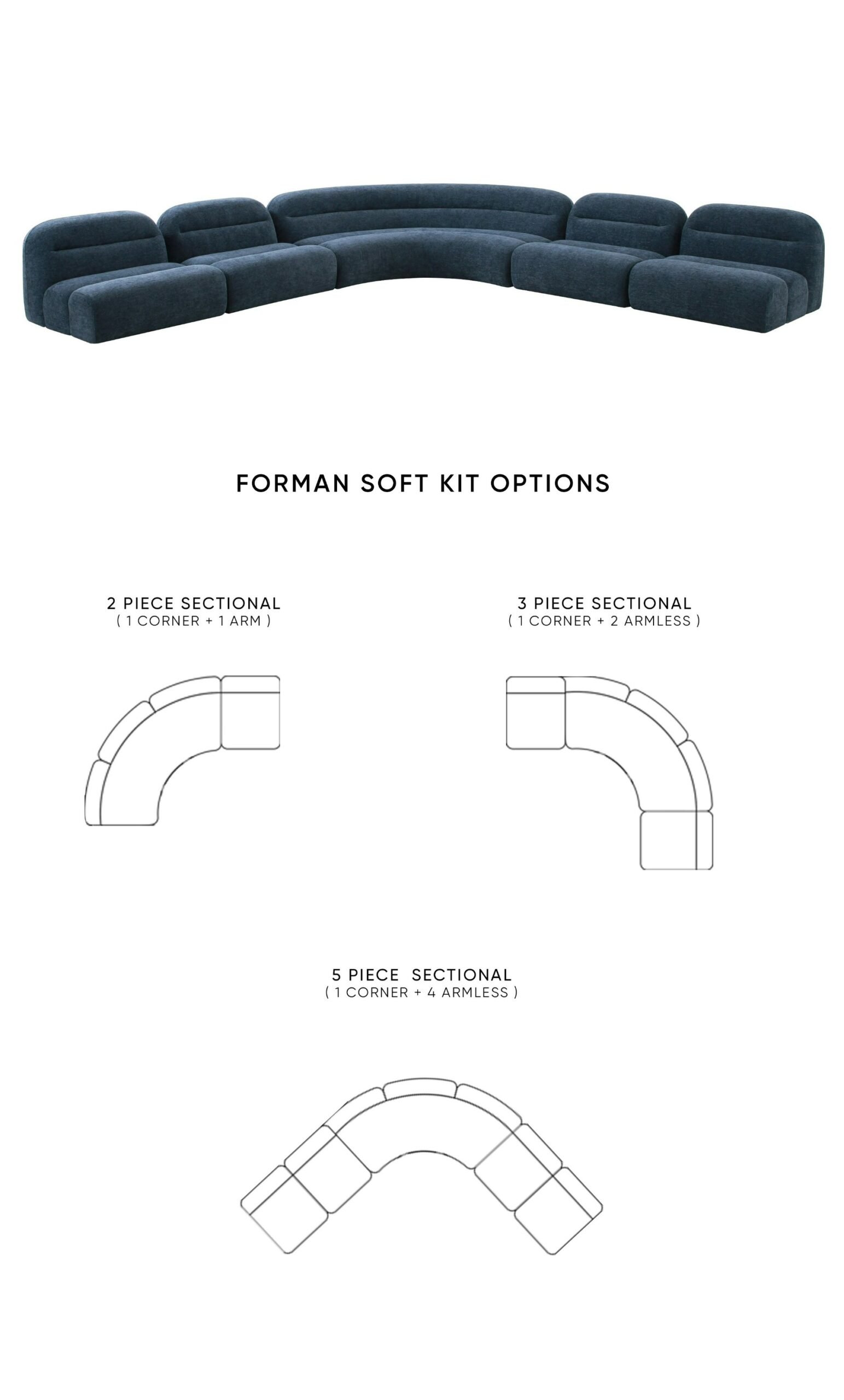Divani Casa Forman - Modern Blue Fabric Modular Sectional Sofa